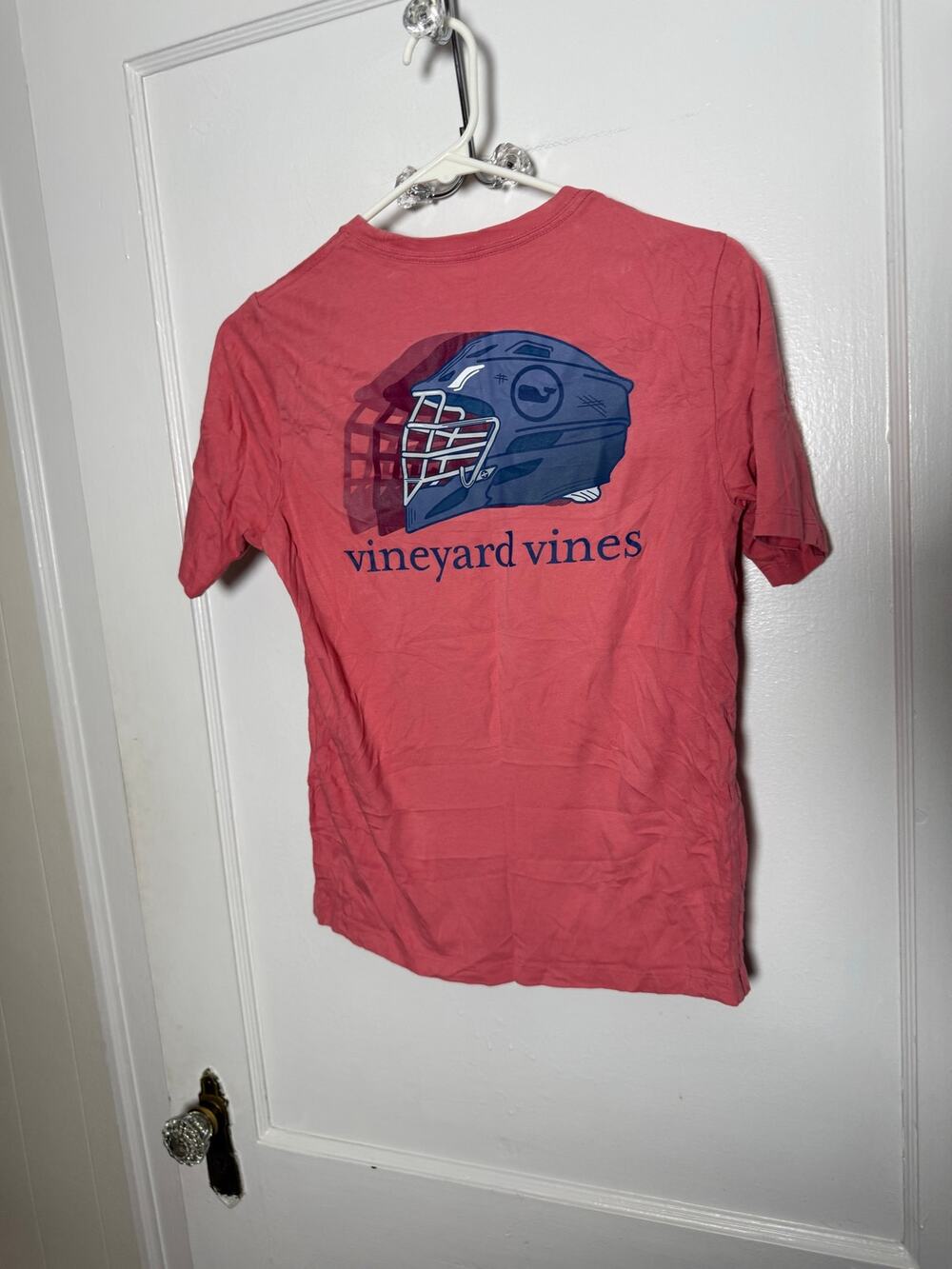 Vineyard Vines Boys M Lacrosse Helmet Whale TShirt Preppy Lax Gameday Pocket Tee